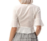 Marlow ruched woven peplum blouse (ivory)