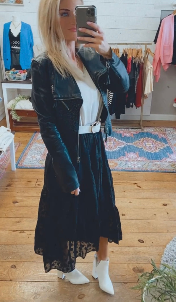 Lucia woven high low maxi skirt (black)