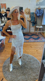 Cosmic Girl lace fringe dress (white/taupe)