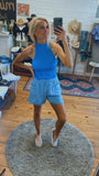 Emery linen cargo short (baby blue)