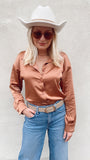 Halsey Satin Button Up Blouse (copper)