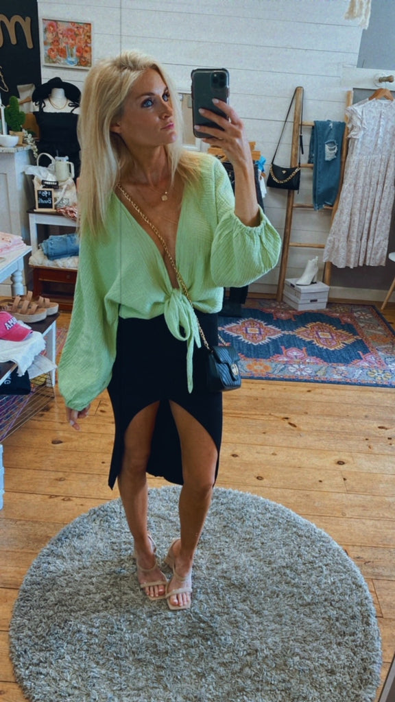 Enid LS tie top (lime)