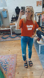 Game Day sherpa terry crop tee (red rust)