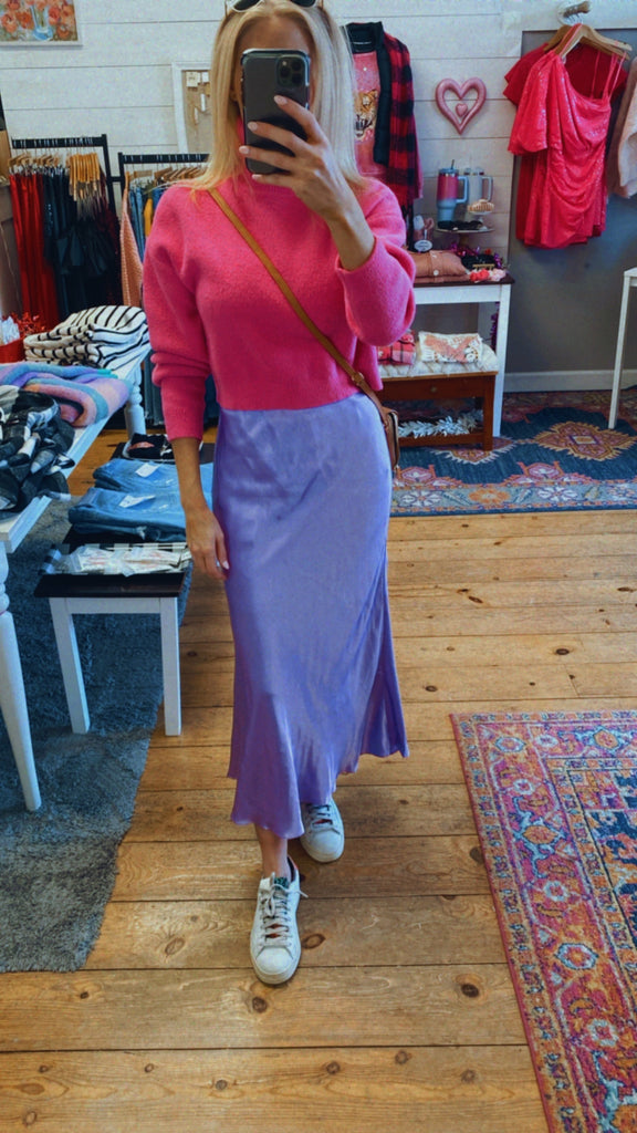Abbie Hot Pink Cropped Turtleneck