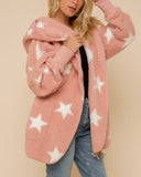 Riley oversized star sherpa hoodie (pink)