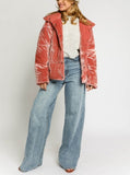 Sporty Spice Velvet puffer coat (rose)