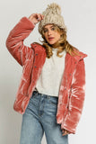 Sporty Spice Velvet puffer coat (rose)