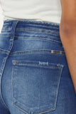 KanCan High Rise Denim short w/ fray hem (medium wash)