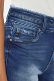KanCan High Rise Denim short w/ fray hem (medium wash)