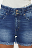KanCan High Rise Denim short w/ fray hem (medium wash)