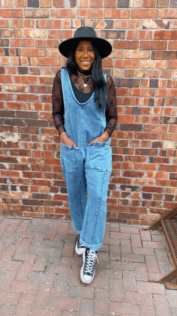 Bodhi denim relaxed jumpsuit (medium wash)