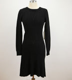 Elsa cable and ribbed knit sweater dress (black)