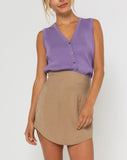 Chloe ribbed v neck sleeveless sweater (purple)