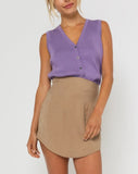 Chloe ribbed v neck sleeveless sweater (purple)