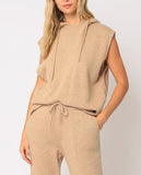 Cora sleevless sweater hoodie (taupe)