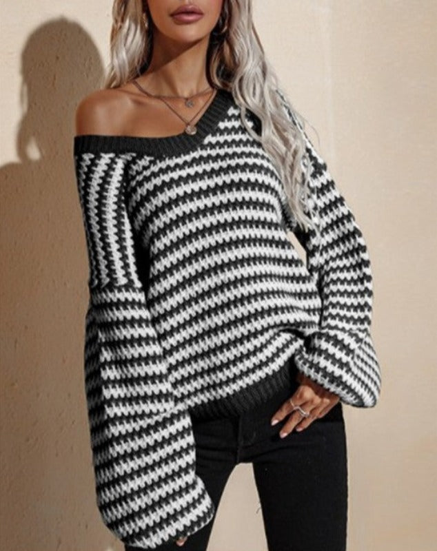 Bryn chunky striped sweater (black/ivory)