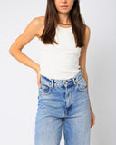 Ribbed Scoop Neck Racerback Tank (white)