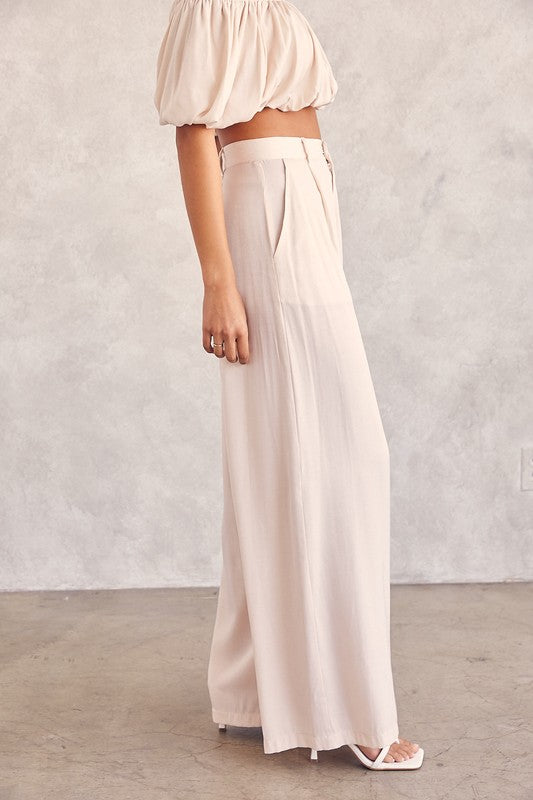 City Chic wide leg pant (creamy beige)