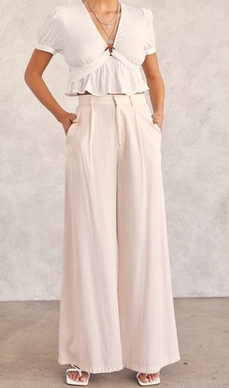 City Chic wide leg pant (creamy beige)