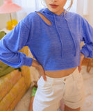 Sandy Ocean cutout cropped hoodie (blue)