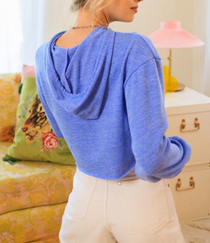 Sandy Ocean cutout cropped hoodie (blue)