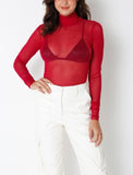 Sadi mesh turtleneck layering top (magenta red)