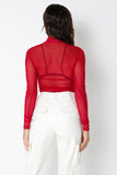 Sadi mesh turtleneck layering top (magenta red)