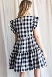 Blaire gingham babydoll ruffle dress (black/white)