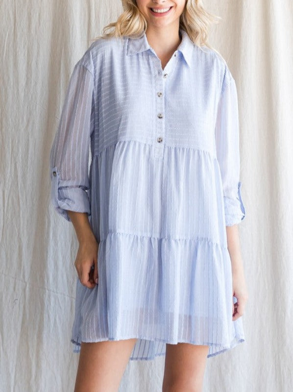 Iris babydoll long sleeve chambray dress (light blue)