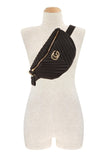 Designer Dupe quilted crossbody belt bag (black)