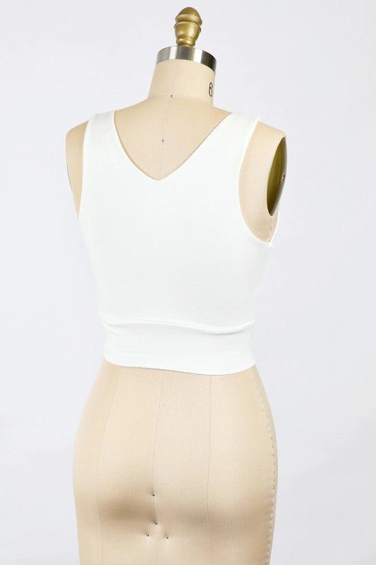 Cleo double layer modal v neck tank (ivory)