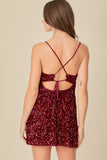 Blakely sequin open back sequin dress (merlot)