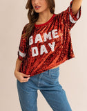 Game Day Sequin crop tee (red)