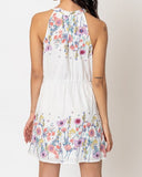 Kenzie Halter Neck Floral Print Mini Dress (white)