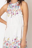 Kenzie Halter Neck Floral Print Mini Dress (white)