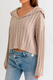 Sienna collared ribbed knit sweater (taupe)