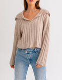 Sienna collared ribbed knit sweater (taupe)