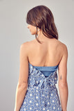 Luna strapless embroidered paneled top (chambray)