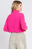 Abbie Hot Pink Cropped Turtleneck