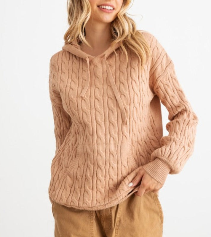 Alba cable knit hoodie (camel)