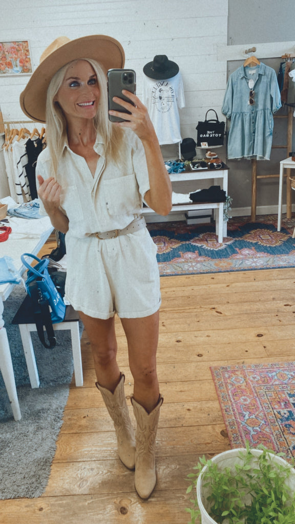 Heidi coastal woven romper (ecru beige)