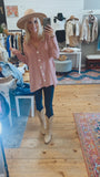 Maple button up cable knit thermal top (mauve)