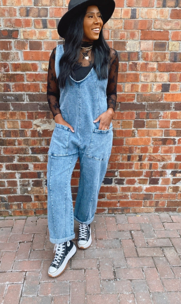 Bodhi denim relaxed jumpsuit (medium wash)