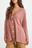 Maple button up cable knit thermal top (mauve)