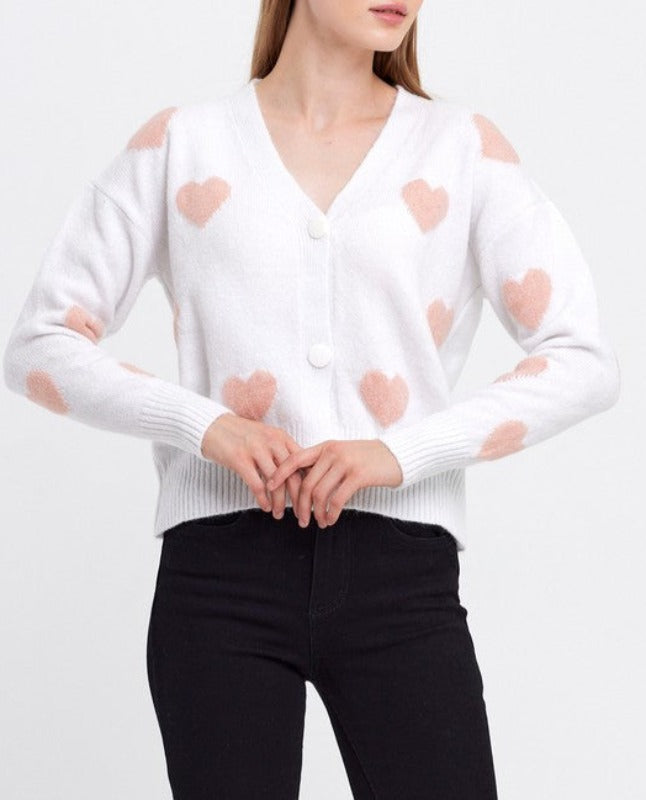 Heart Eyes Cardigan (cream/pink)