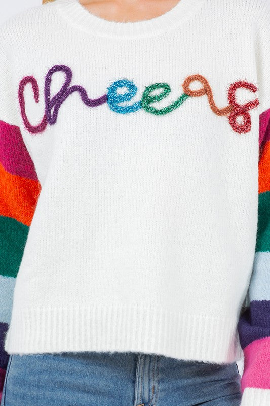 Cheers ultra soft fluffy tinsel sweater (ivory/multi)