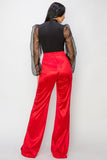 Red Satin Flare Pant