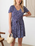 Brigitte Floral knit dress (navy)