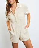 Heidi coastal woven romper (ecru beige)