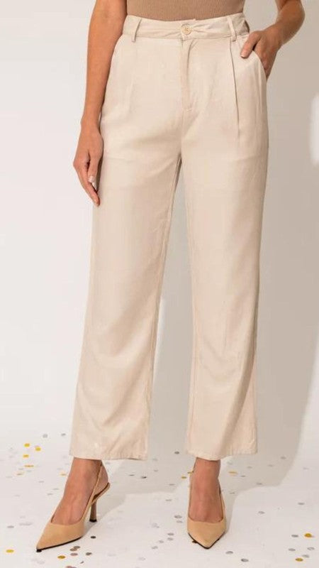 Dimitri Satin Trouser Pant (creamy beige)